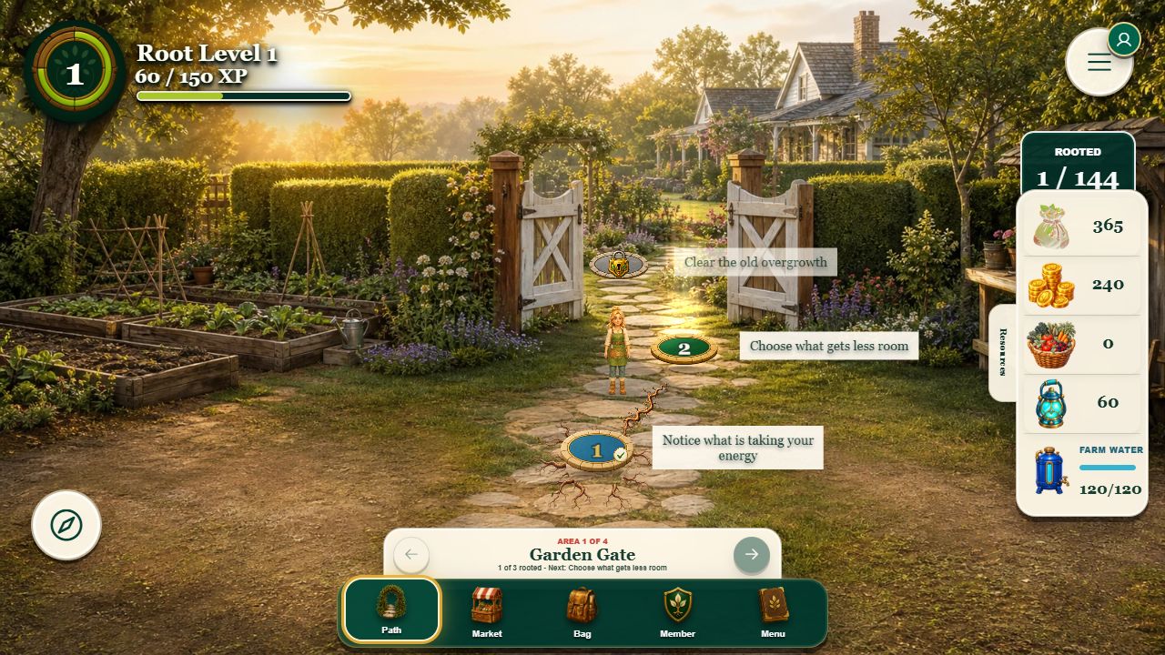 Rooted Path guided lesson in the browser game